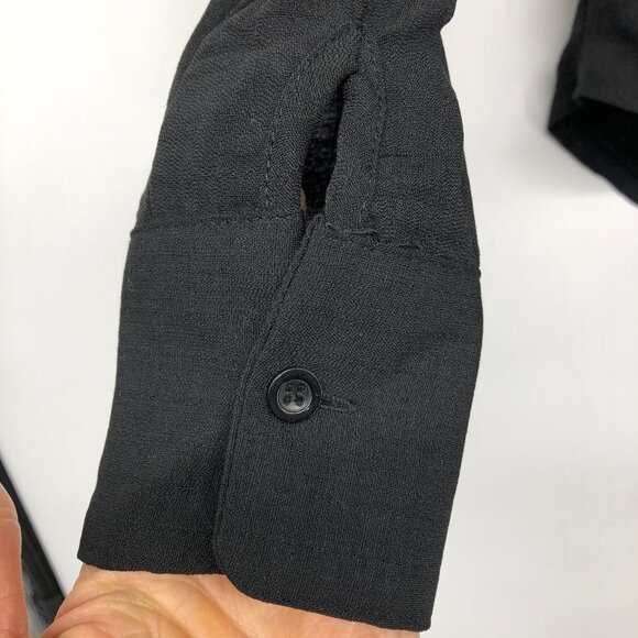 boohoo Black Woven Tie Front plunge neck cropped Shirt size 2 - Picture 10 of 15